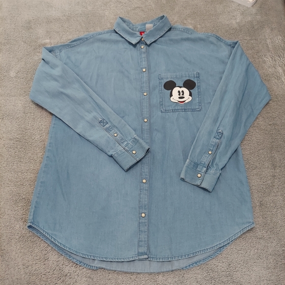 H&M | Tops | Hm Mickey Mouse Denim Shirt | Poshmark